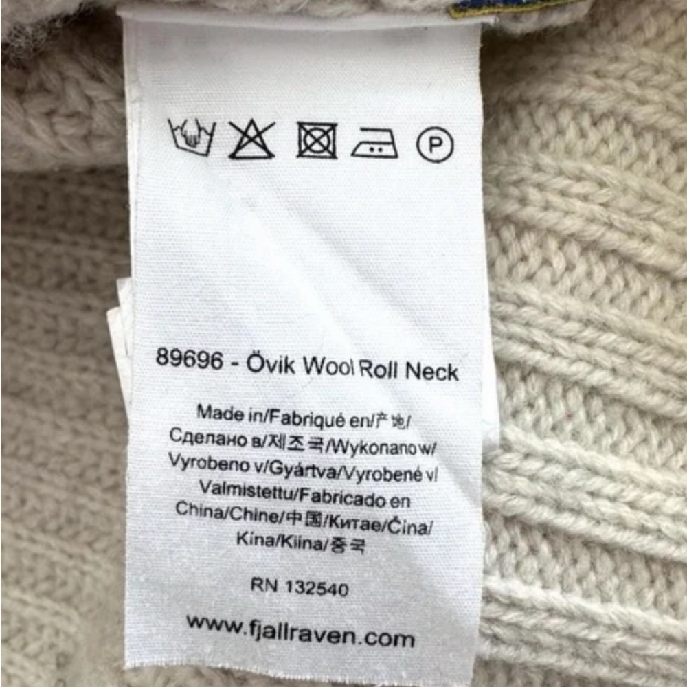 Fjallraven Ovik wool roll neck Women's Cream Turtleneck ribbed Sweater size XS - Picture 13 of 14
